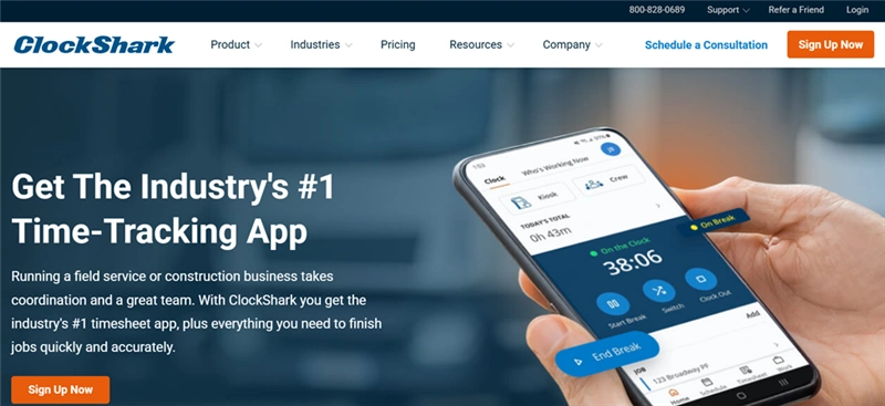 ClockShark home page