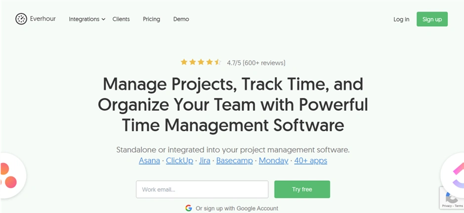 Everhour home page