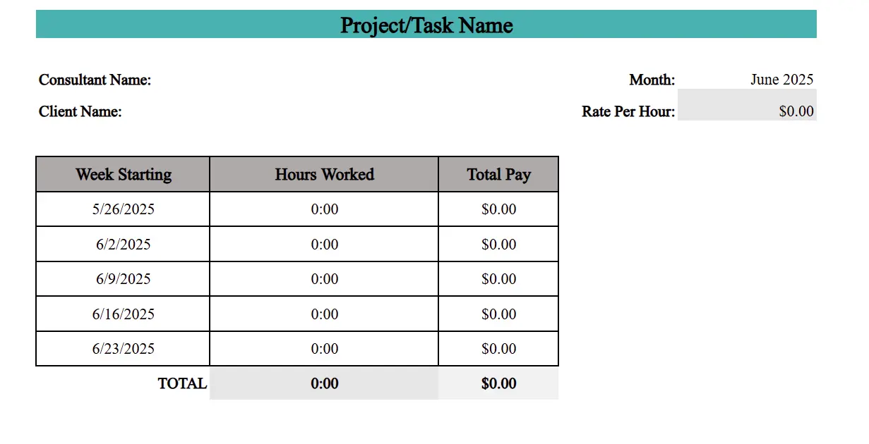 Monthly Consultant Time-Tracking