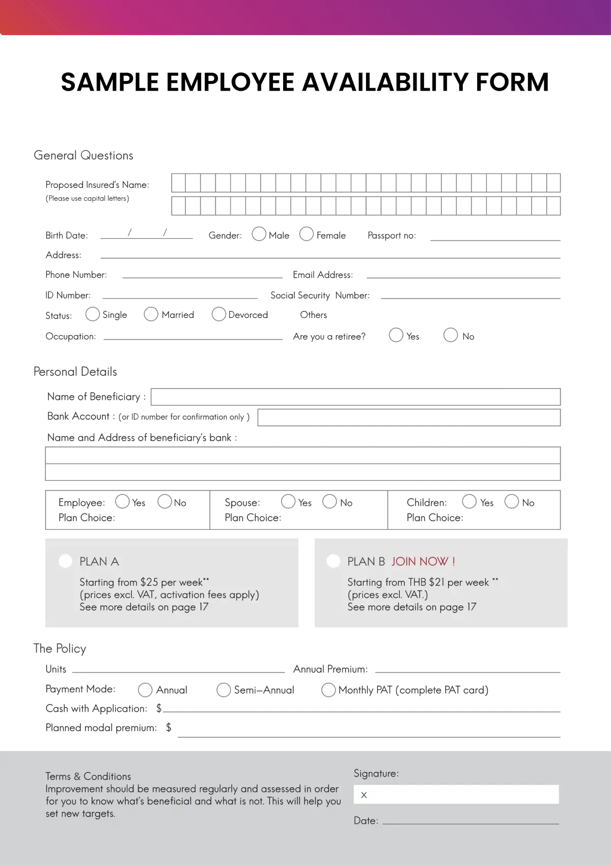 benefits of employee availability form  