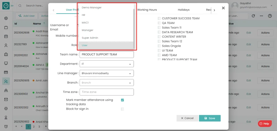 Assign/edit a role