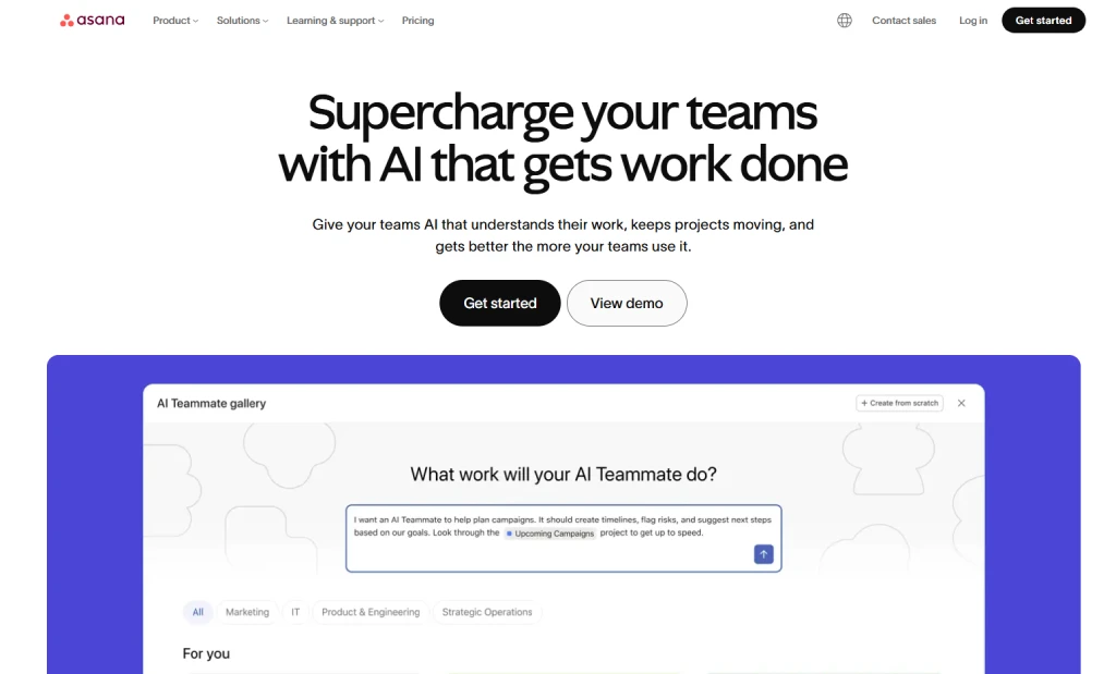 asana dashboard