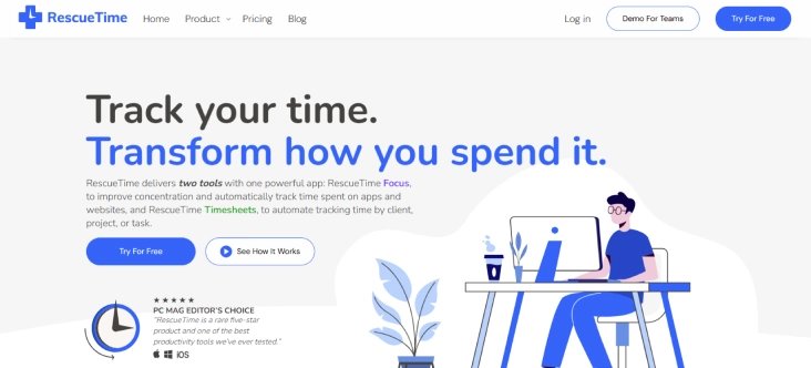  RescueTime dashboard