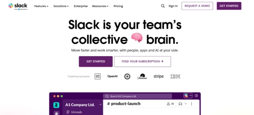 Slack dashboard