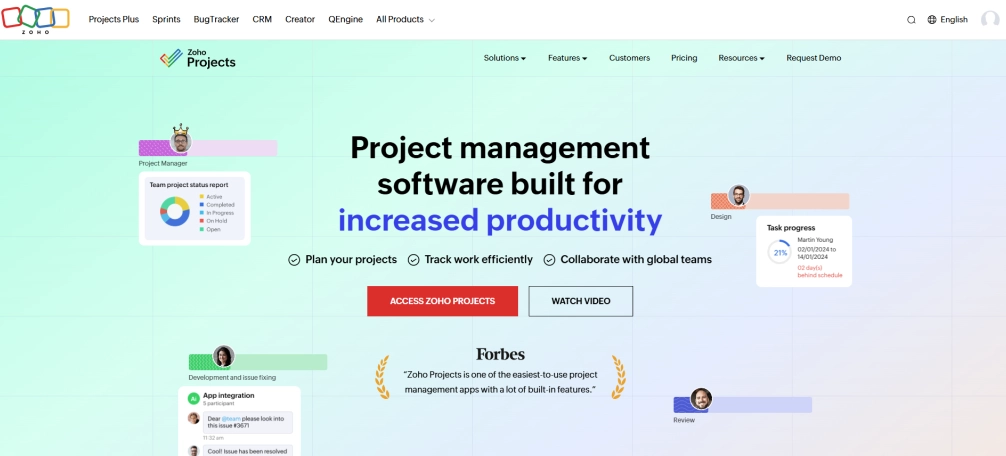 Zoho Projects dashboard