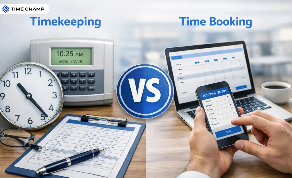 Difference Between Timekeeping and Time Booking (2026)