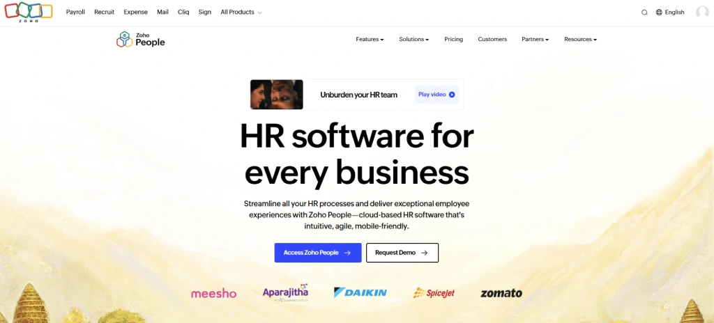 zoho people dashboard