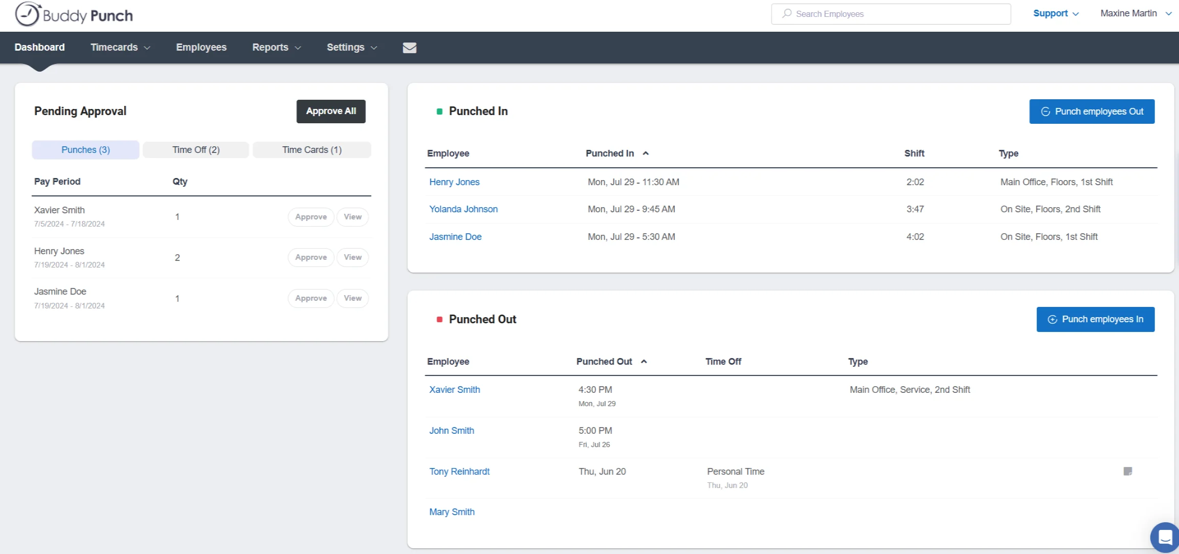 Desk Time Dashboard