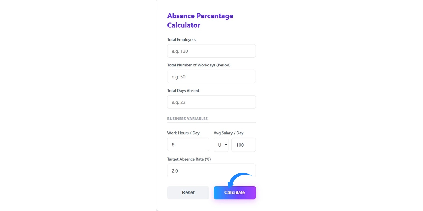 calculate absence percentage