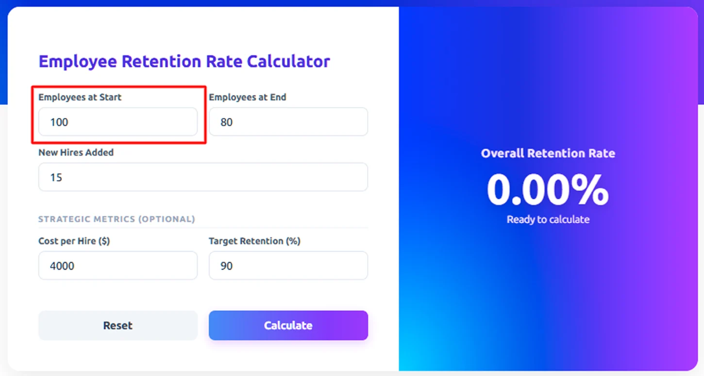 enter total employees at start