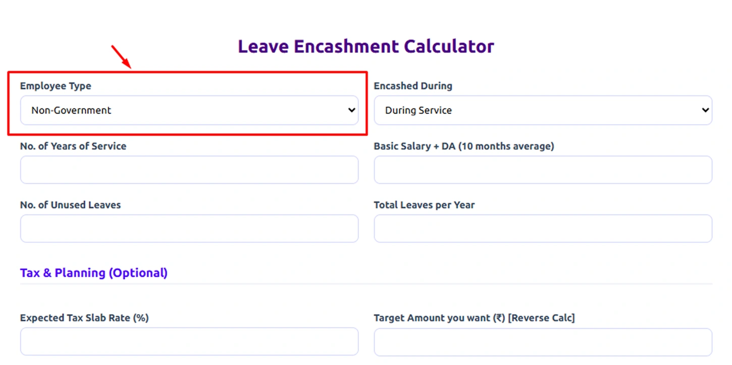 select your employee type 