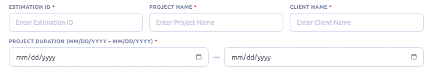 enter project details