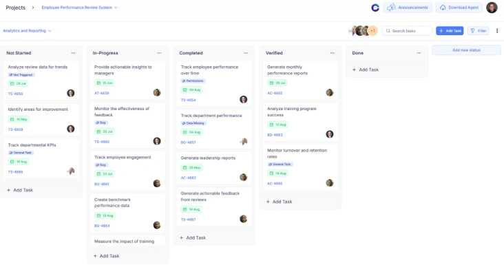 project management dashboard