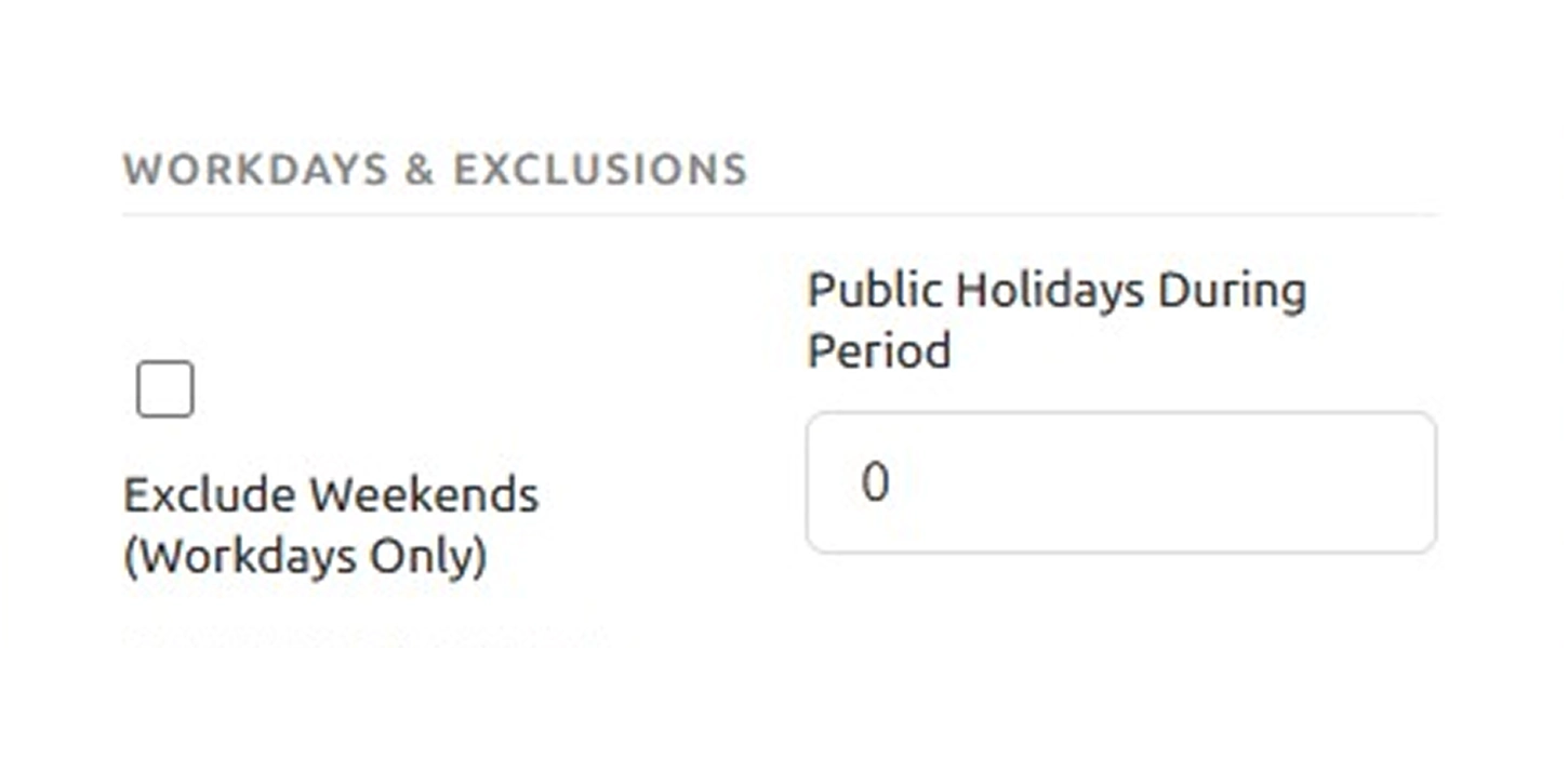 workdays and exclusions
