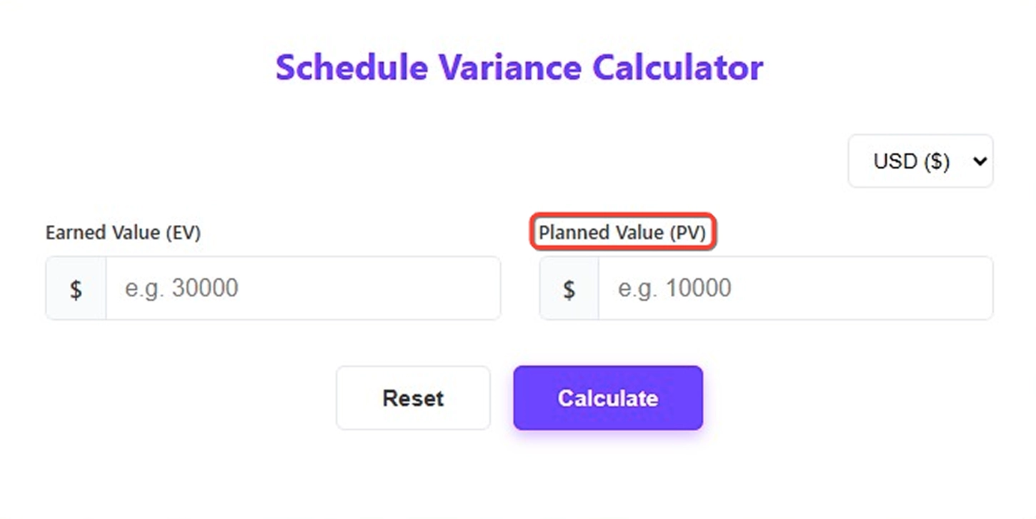 enter planned value