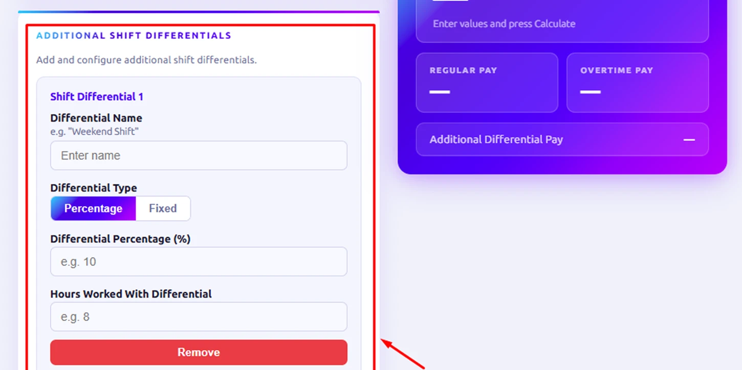 add shift differential rates