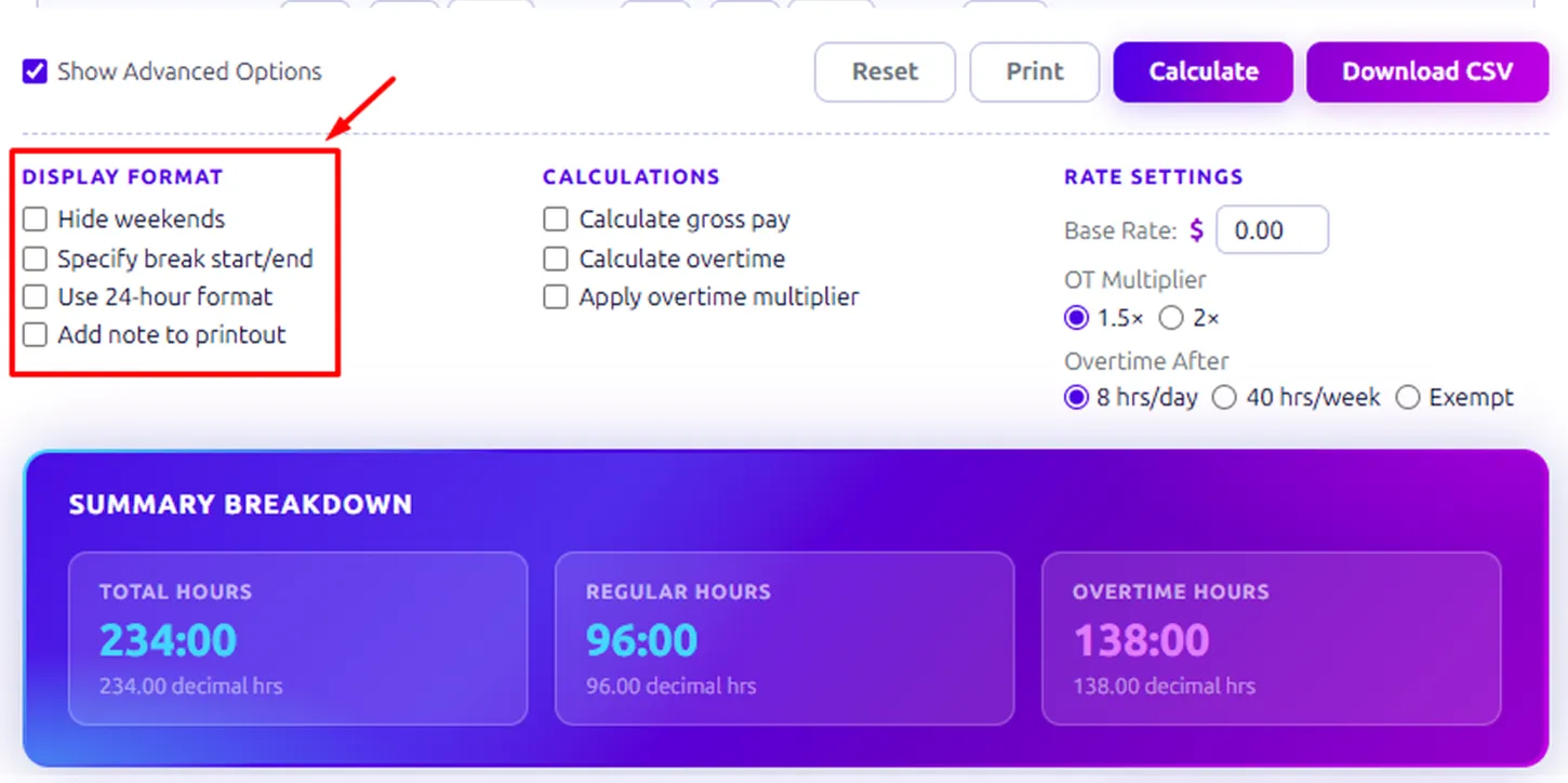display format settings