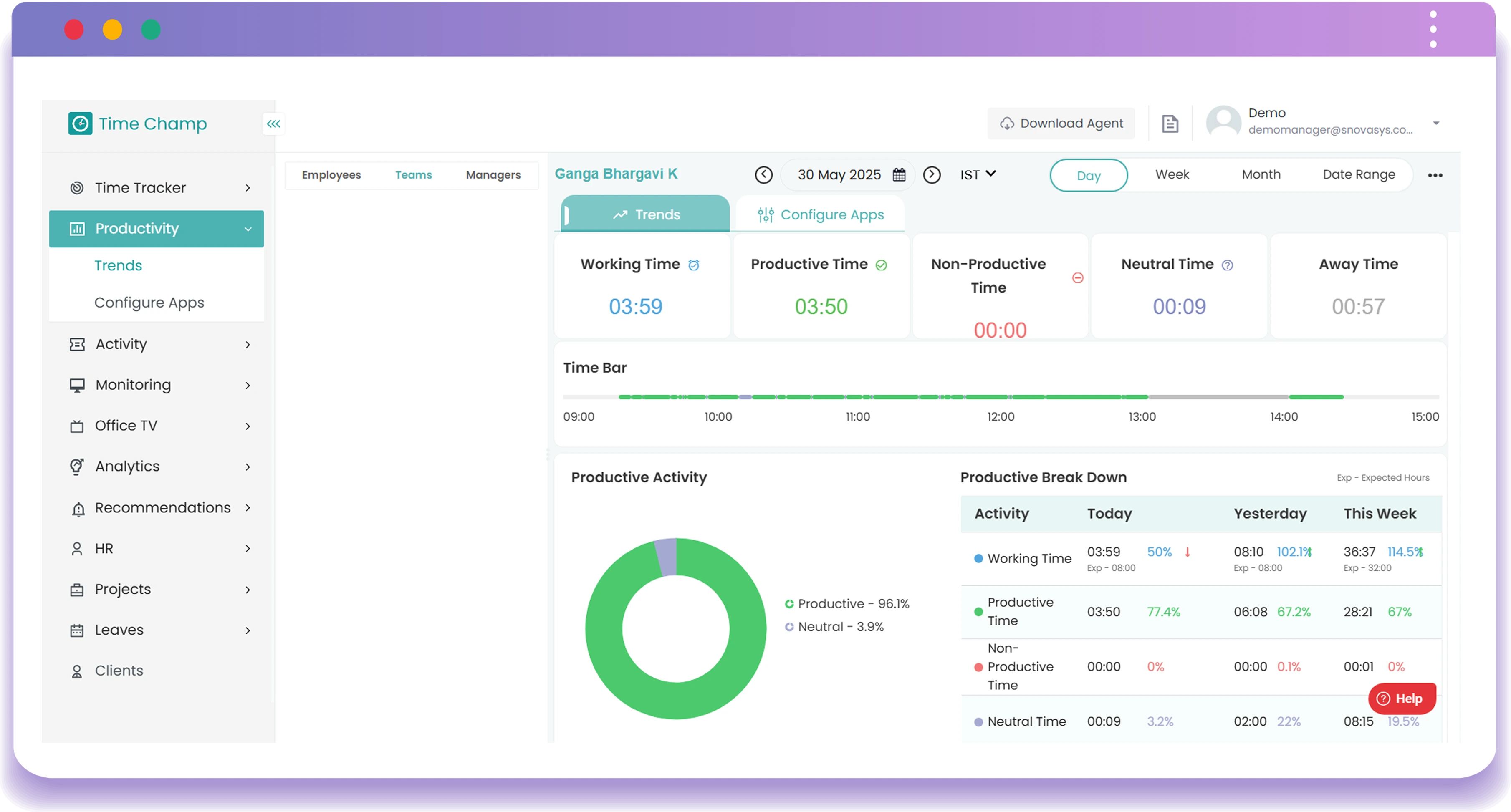 Time Champ time tracking dashboard