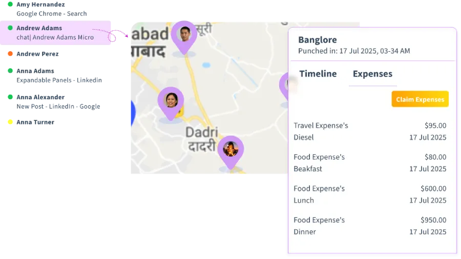 Clear expense tracking with filters, approval status, and easy export options