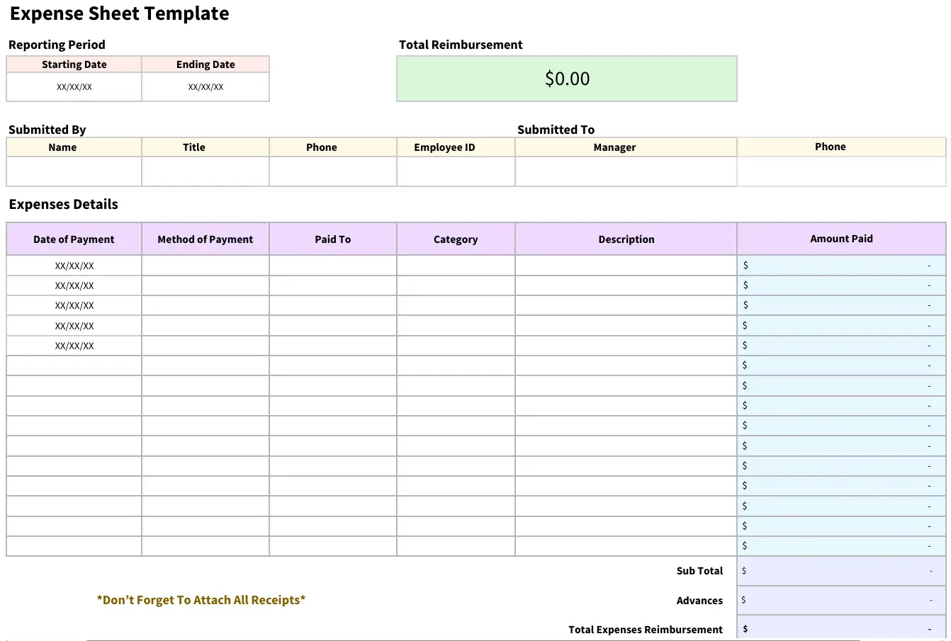  expense sheet template 