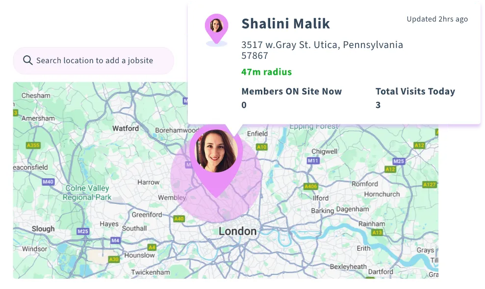 Real-time tracking of employee location and attendance on job sites