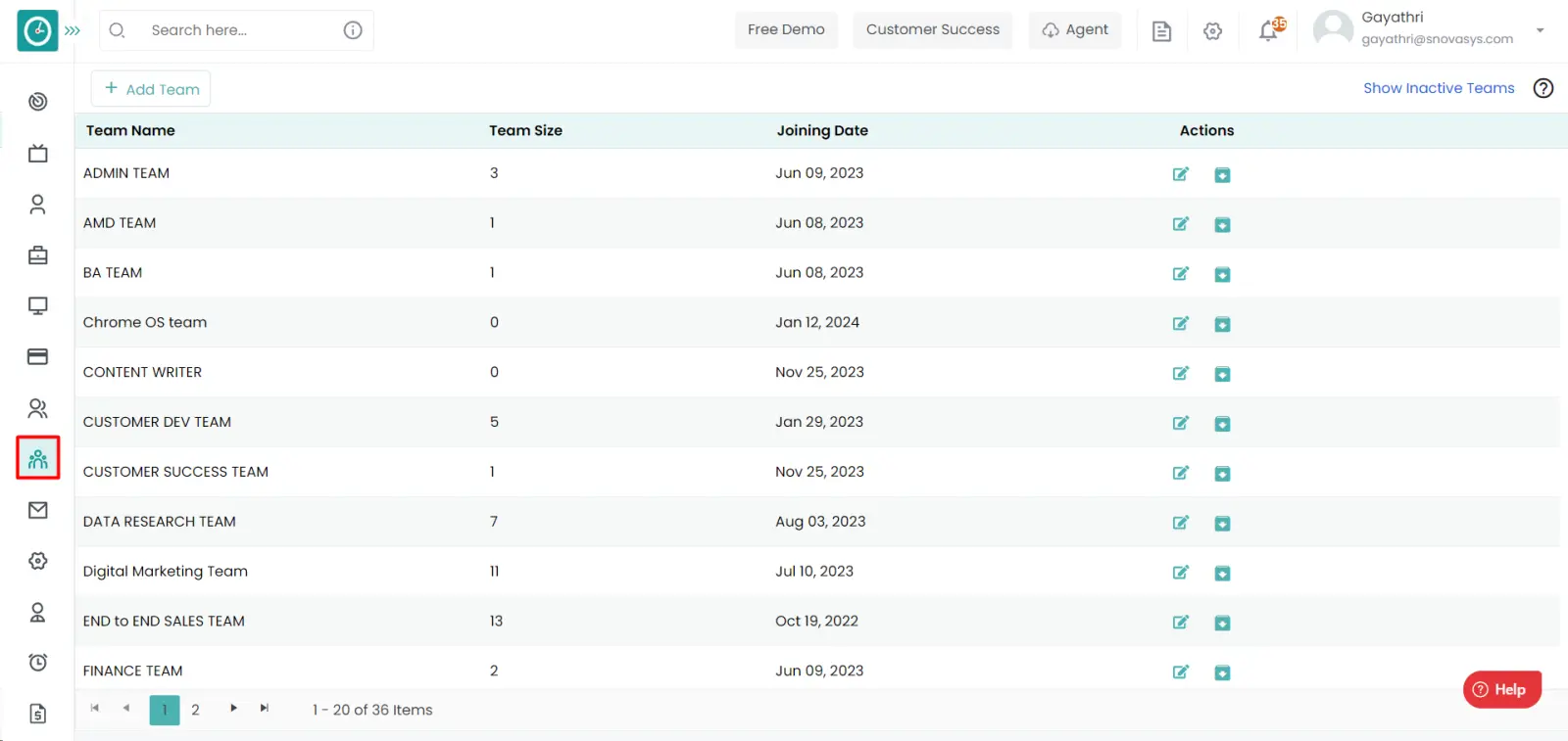 Goto Teams tab