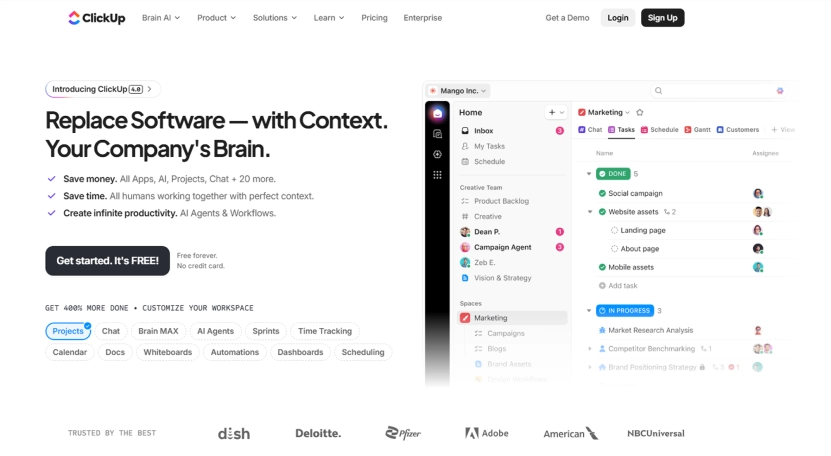 Click Up dashboard