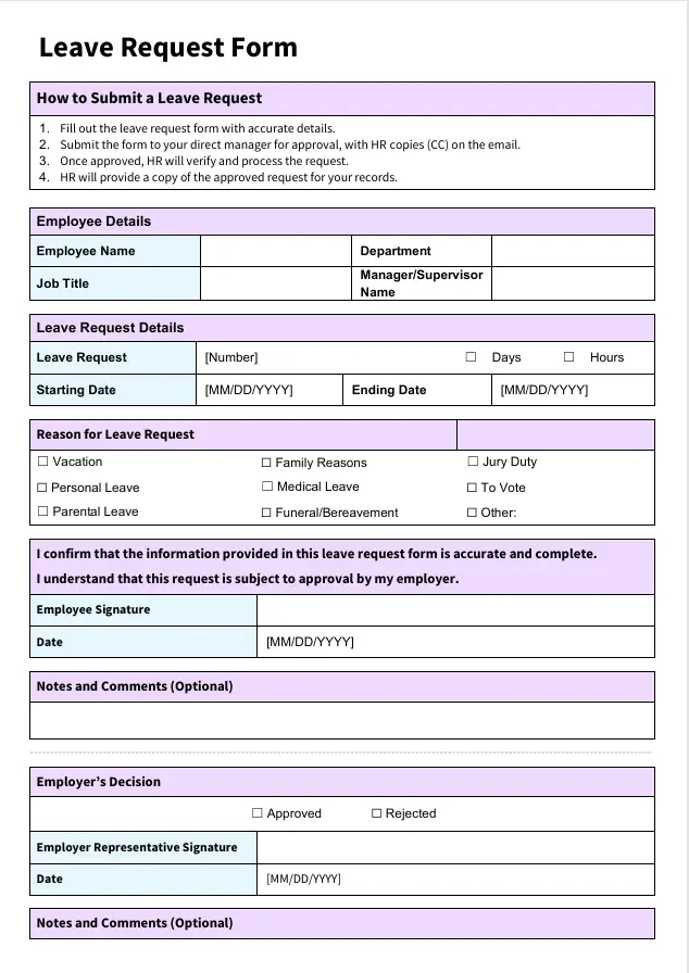 leave request form 
