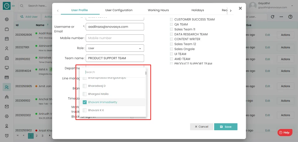 Assign line manager