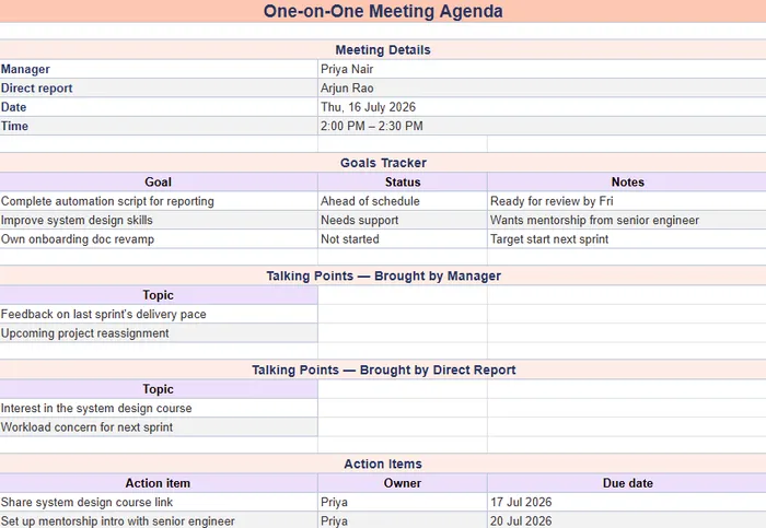 one-on-one meeting agenda template