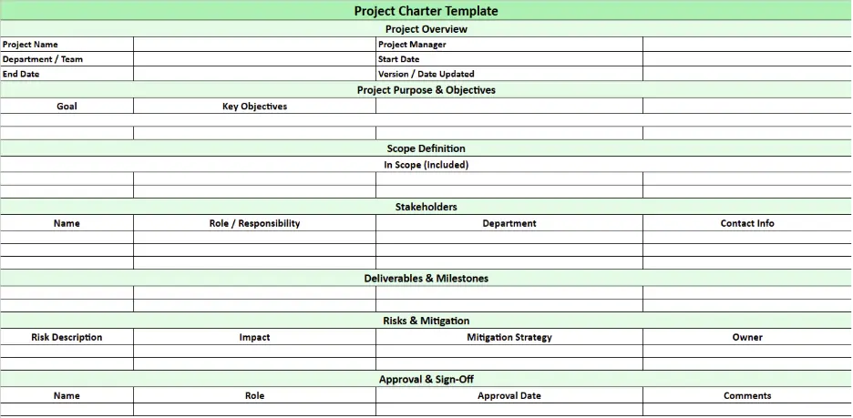 project charter template