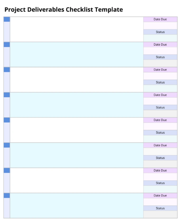 project deliverables checklist template 