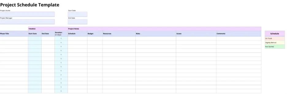 project schedule template 