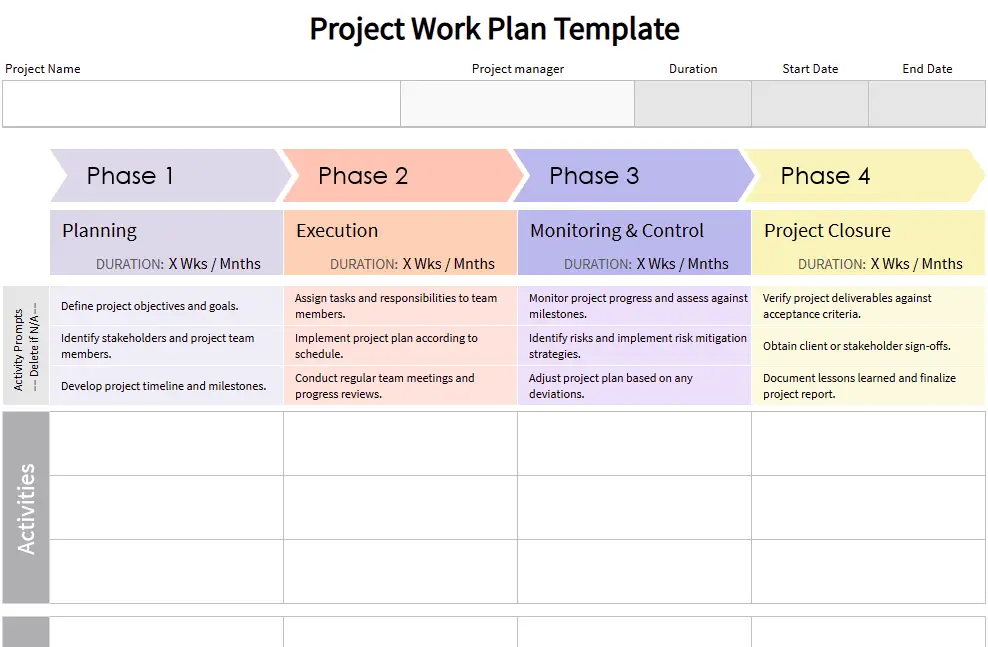 project work plan template 