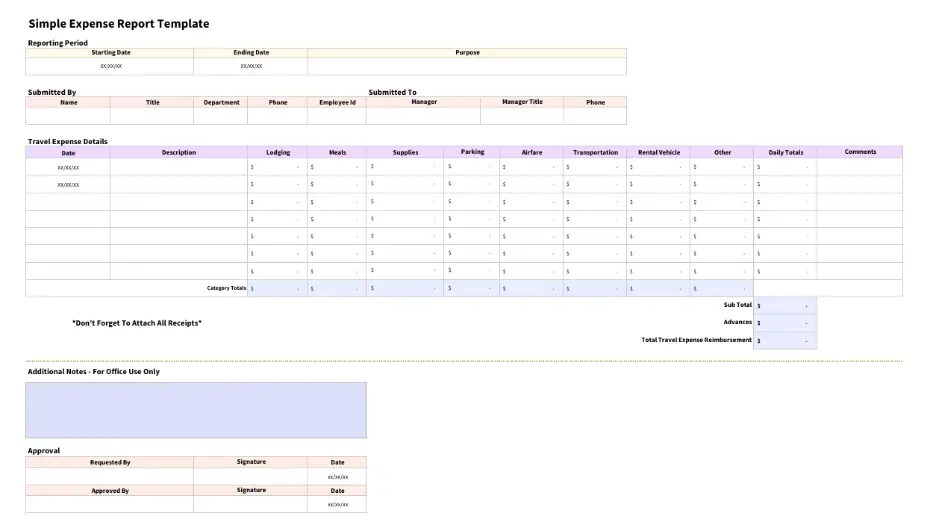 simple expense report template