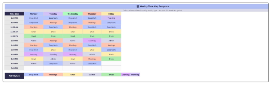 weekly time map template