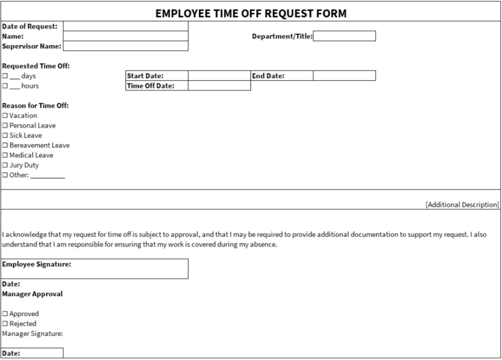 Free Time Off Request Form Templates (Excel, Word & PDF)
