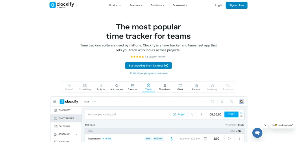 clockify dashboard