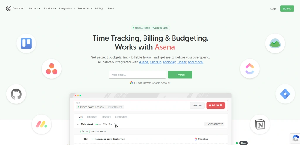 everhour dashboard