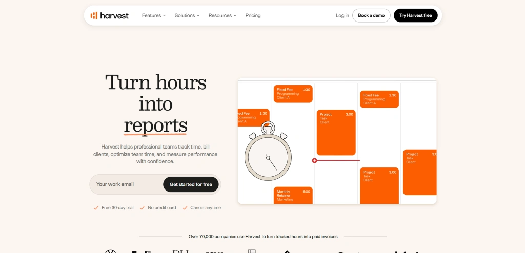 harvest dashboard