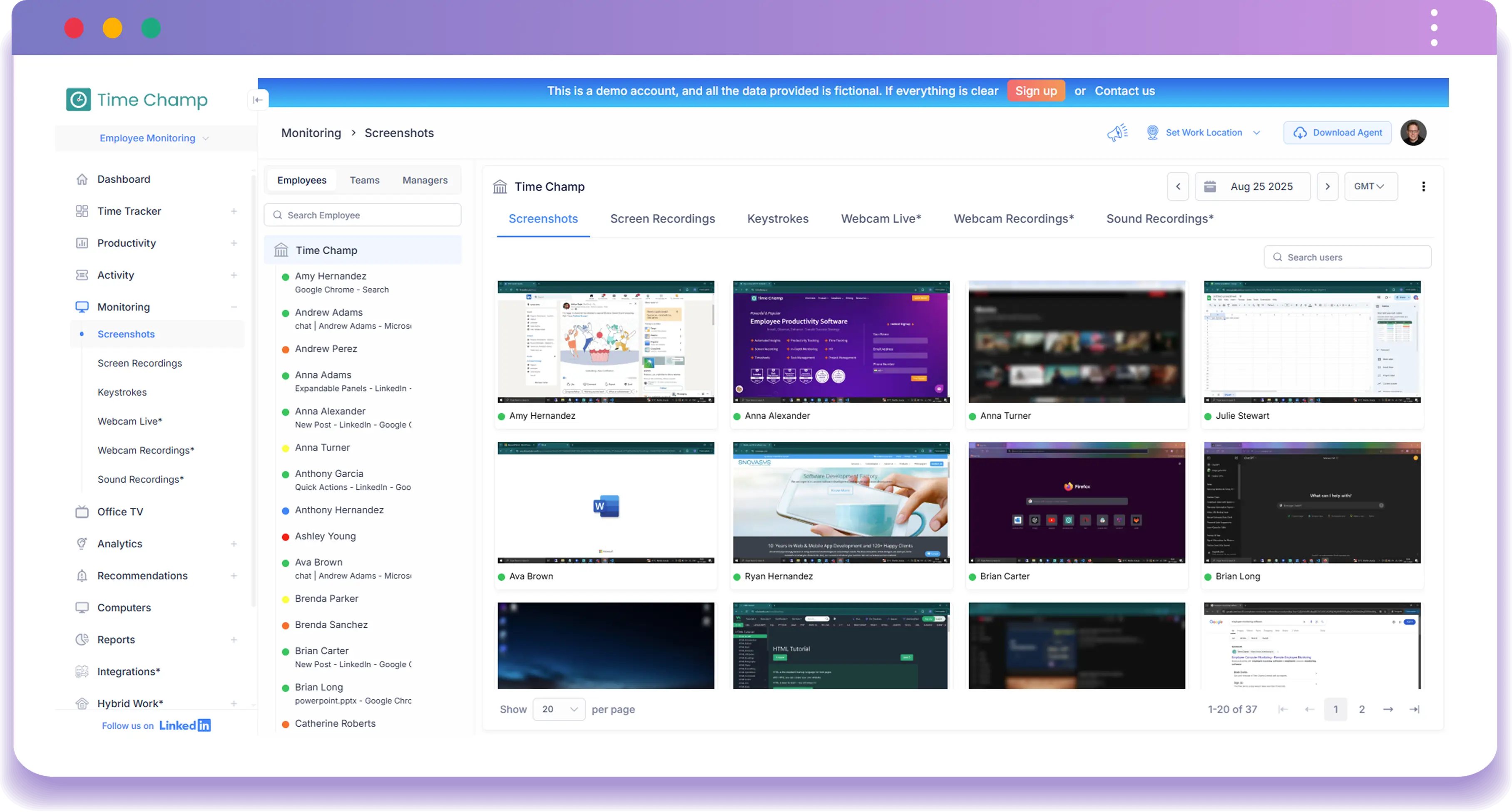 Time Champ monitoring dashboard 