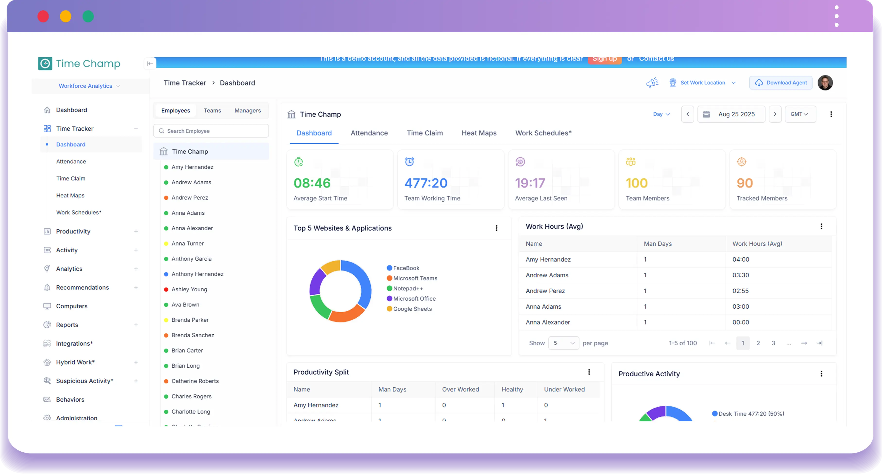 Time Champ time tracking dashboard